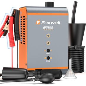 FOXWELL ST201 Automotive Smoke Machine Leak Detector Built-in Air Pump, Enhanced High Pressure Diagnostic Tester Perfect for 12VDC Vacuum EVAP Fuel and More Car Systems con Universal Adapter