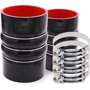 2PCS High Temperature 4-ply Reinforced silicone Charge Air Cooler CAC Hump Hose Boot Set ID 3 inch length 6 inch with stainless steel T Bolt Clamp