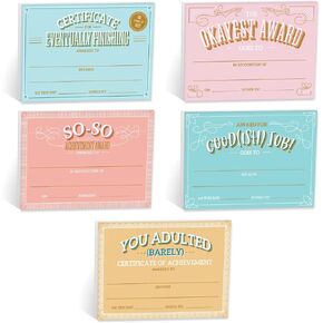 Motivational Achievement Certificate Fill in Sticky Note Pads / 6" x 4" Repositionable Recognition Award Sticky Pads / 50 Sheets Per Pad/Set of 5 Designs/Made in USA
