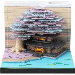 3D Memo Pad Art Sticky Notes, Fantasy Castle Notepad 3D Paper Card Craft Multicolor Self Sticky Note Pads Character Silhouette Desk Decoration DIY Creative Gift