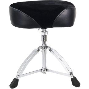 Miwayer Heavy Drum Throne Height Adjustable Drum Stool Breathable Suede Padded Saddle Drum Seat Motocycle Style for Adults Drummers (Black Suede)