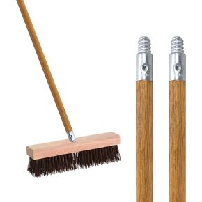 Commercial Products 54-inch Replacement Wood Broom Handle with Threaded Metal Tip and Lacquered for Floor Cleaning Sweeping in Home and Office (Pack of 2)