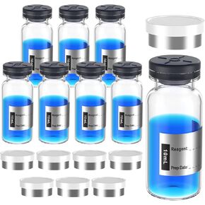 Empty Sterile Vial with Separately Butyl Rubber Stopper and Flip Top Closure,Removable,After Filling,Need to Seal by CrimperType 1 Borosilicate Glass Tubing,Individually Packed (3mL 8PCS)