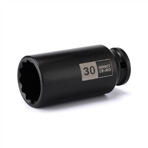 EMENTOL 1/2 Inch Drive Deep Spindle Axle Nut Impact Socket, CR-MO, 12 Point, Metric, Deep 12PT Impact Socket - 34mm in Kuwait