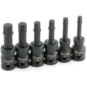 Titan - 6-Pc 1/2 Dr Mm Hex Impact Bit (42906)