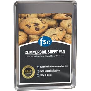 Sheet Pan, Commercial Grade, 20-Gauge Aluminum, Bun Pan, 18" L x 13" W x 1-1/8" H (Half Size)