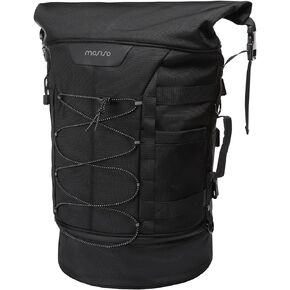 MOSISO Motorcycle Sissy Bar Backrest Bag Travel Luggage Bag, Large Capacity Motorcycle Duffle Bag Expandable 30L-48L, Motorcycle Gear Tail Bag with Rain Cover&Shoulder Strap, Black