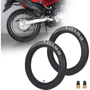 3.00-16 3.25/3.50-16 Motorcycle Inner Tubes with TR4 Straight Valve Stem, Compatible with 90/100-16 100/80-16 100/90-16 50cc 90cc 110cc Pit Dirt Bikes 16 inch Tires 2Pcs