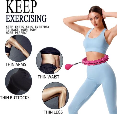 Dumoyi 35 Knots Plus Size Weighted Smart Fitness Hoop for Adults Weight Loss, Infinity Hoola Hoop, 2 in 1 Adomen Fitness Massage Workout Equipment in Kuwait