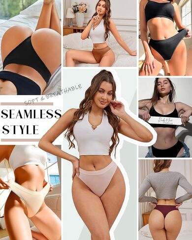 Womens Underwear Breathable Seamless Thongs 6 Pack Comfortable No Show High Waisted Thong Tangas Panties in Saudi Arabia