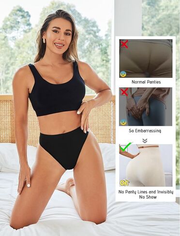 Womens Underwear Breathable Seamless Thongs 6 Pack Comfortable No Show High Waisted Thong Tangas Panties in Saudi Arabia
