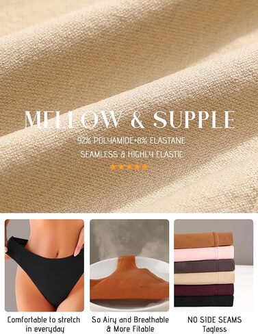 Womens Underwear Breathable Seamless Thongs 6 Pack Comfortable No Show High Waisted Thong Tangas Panties in Saudi Arabia