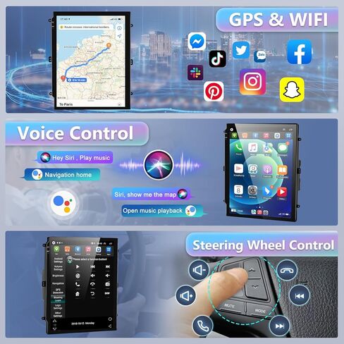 Podofo 2G+64G Car Stereo for Honda Civic 2004-2009 with Wireless Apple Carplay & Android Auto, 9.7 Inch Touchscreen Car Radio with Bluetooth/GPS/WiFi/SWC/FM&RDS Radio + AHD Backup Camera + MIC in Saudi Arabia