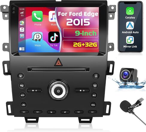 Podofo [2+32G] 8-core Car Stereo Radio for Ford Edge 2015 with Wireless Apple CarPlay & Android Auto 9" Touch Screen Bluetooth Audio with GPS Navigation Mirror Link WiFi FM AM RDS Backup Camera in Saudi Arabia