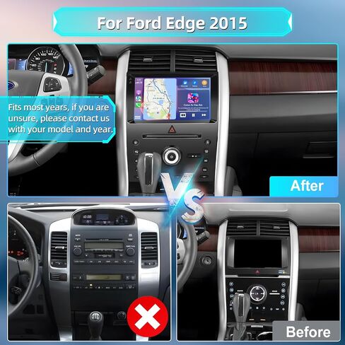 Podofo [2+32G] 8-core Car Stereo Radio for Ford Edge 2015 with Wireless Apple CarPlay & Android Auto 9" Touch Screen Bluetooth Audio with GPS Navigation Mirror Link WiFi FM AM RDS Backup Camera in Saudi Arabia
