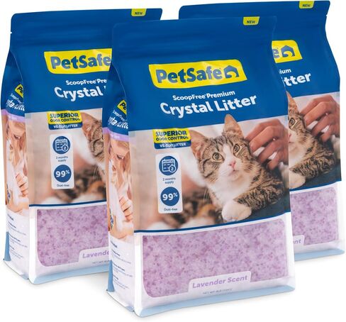 PetSafe ScoopFree Premium Lavender Crystal Litter, 3-Pack – Lightly Scented Litter – Superior Odor Control – Low Tracking for Less Mess – Lasts Up to 6 Months, 24 lb Total (3 Pack of 8 lb Bags) in Saudi Arabia