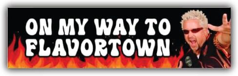 On my way to flavortown funny Car bumper sticker waterproof vinyl decal for trucks, window, laptop, tiles in Saudi Arabia