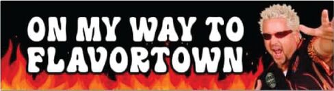 On my way to flavortown funny Car bumper sticker waterproof vinyl decal for trucks, window, laptop, tiles in Saudi Arabia
