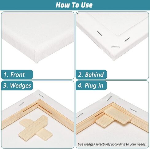 Blank Canvase Boards for Painting, 6x6", 8x8", 10x10" 12x12", 8 Pack 100% Cotton Stretcher Academy Acrylic Oil Painting, Canvases for Kids & Artist in Saudi Arabia