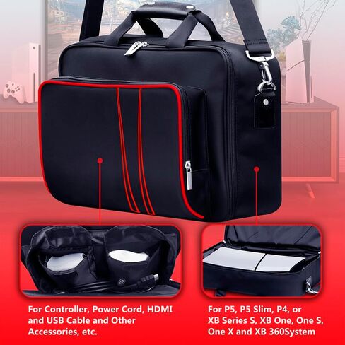 Gaming Console Carrying Case,Compatible with PS5,Slim,PS4 or Xbox One,Xbox One S,Xbox One X.Travel Carrying Bag for Game Controller and Gaming Accessories (Purple-black) in Saudi Arabia