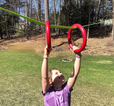 Ninja Warrior Rings - Set of 2 Large Red, Traverse Gymnastics Climbing, with use on Obstacle Courses and Slack Lines, Outdoor Playground Equipment Accessories, Training in Kuwait