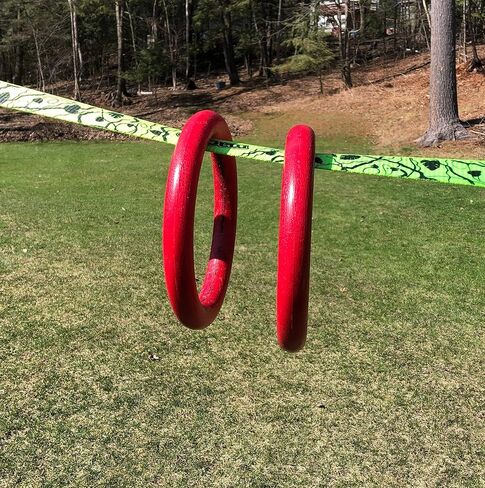 Ninja Warrior Rings - Set of 2 Large Red, Traverse Gymnastics Climbing, with use on Obstacle Courses and Slack Lines, Outdoor Playground Equipment Accessories, Training in Kuwait
