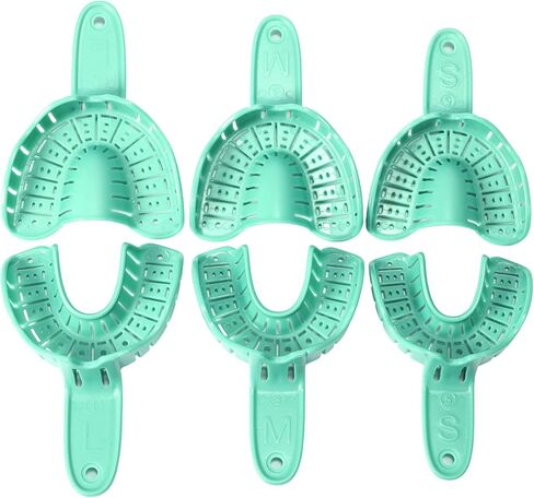 Annhua Dental Impression Tray Perforated Disposable Trays 6 PCS, Dental Impression Kit with Trays - Teeth Impression Tray Upper & Lower 3 Size - Blue in Kuwait