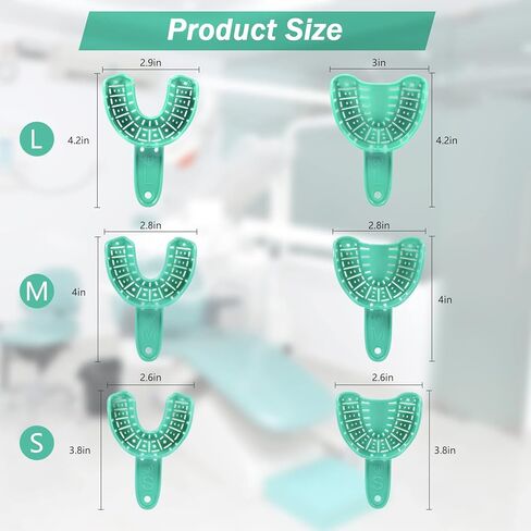 Annhua Dental Impression Tray Perforated Disposable Trays 6 PCS, Dental Impression Kit with Trays - Teeth Impression Tray Upper & Lower 3 Size - Blue in Kuwait