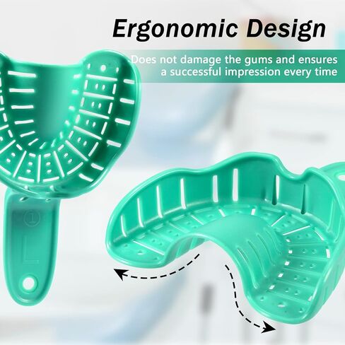 Annhua Dental Impression Tray Perforated Disposable Trays 6 PCS, Dental Impression Kit with Trays - Teeth Impression Tray Upper & Lower 3 Size - Blue in Kuwait