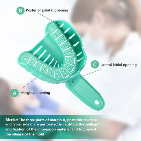 Annhua Dental Impression Tray Perforated Disposable Trays 6 PCS, Dental Impression Kit with Trays - Teeth Impression Tray Upper & Lower 3 Size - Blue in Kuwait