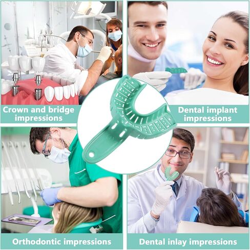 Annhua Dental Impression Tray Perforated Disposable Trays 6 PCS, Dental Impression Kit with Trays - Teeth Impression Tray Upper & Lower 3 Size - Blue in Kuwait
