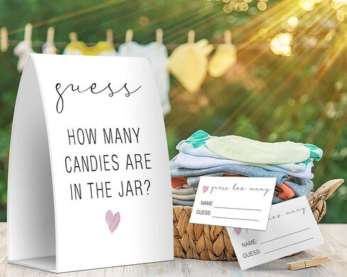 Guess How Many Candies Are In The Jar, Baby Shower Games, Baby Shower Decorations - One Sign and 50 Cards(MANY027) in Saudi Arabia