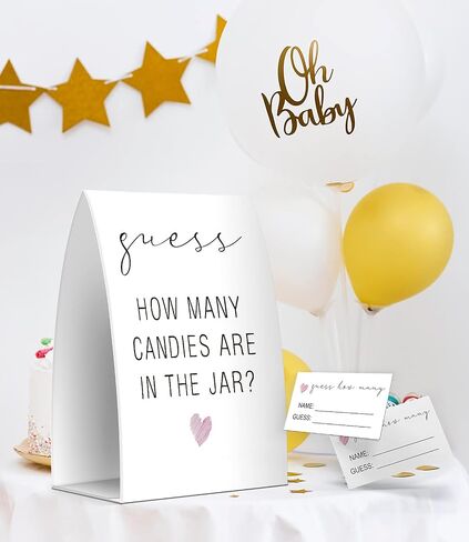 Guess How Many Candies Are In The Jar, Baby Shower Games, Baby Shower Decorations - One Sign and 50 Cards(MANY027) in Saudi Arabia
