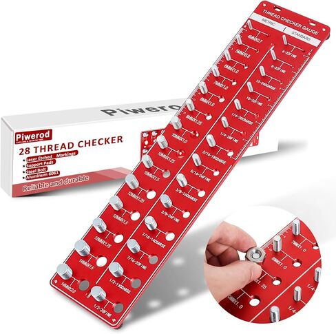 Thread Checker, Nut and Bolt Thread Checker, 28 Thread Size Checker, 14 Metric & 14 Standard Bolt and Nut Identifier Gauge with Inch and Centimeter Ruler in Kuwait