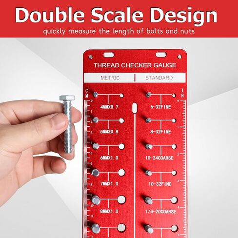 Thread Checker, Nut and Bolt Thread Checker, 28 Thread Size Checker, 14 Metric & 14 Standard Bolt and Nut Identifier Gauge with Inch and Centimeter Ruler in Kuwait