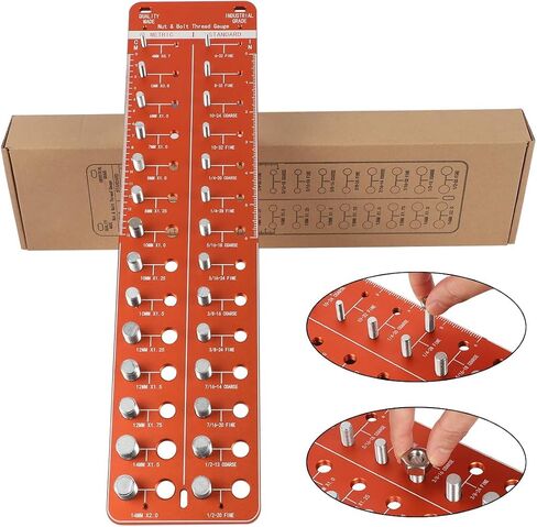 Thread Gauge SAE and Metric Thread Checker Nut and Bolt Thread Checker Standard and Metric Bolt and Nut Identifier Gauge 28 Bolt Size and Thread Gauge Aluminum Alloy Bolt Identifier Board Screw Gauge in Saudi Arabia
