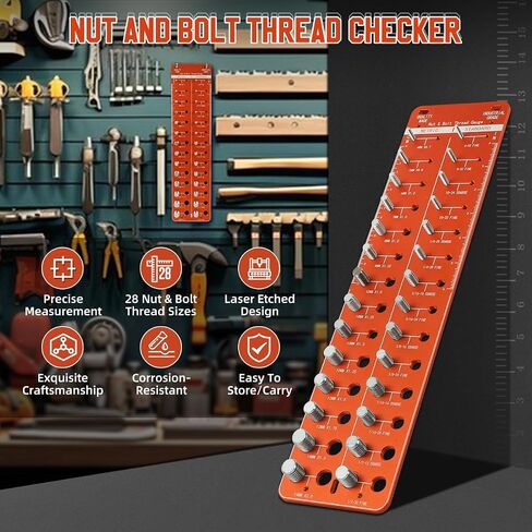 Thread Gauge SAE and Metric Thread Checker Nut and Bolt Thread Checker Standard and Metric Bolt and Nut Identifier Gauge 28 Bolt Size and Thread Gauge Aluminum Alloy Bolt Identifier Board Screw Gauge in Saudi Arabia