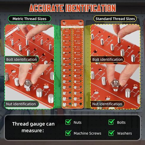 Thread Gauge SAE and Metric Thread Checker Nut and Bolt Thread Checker Standard and Metric Bolt and Nut Identifier Gauge 28 Bolt Size and Thread Gauge Aluminum Alloy Bolt Identifier Board Screw Gauge in Saudi Arabia