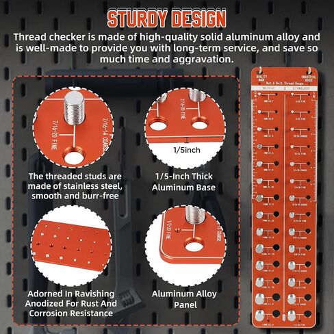 Thread Gauge SAE and Metric Thread Checker Nut and Bolt Thread Checker Standard and Metric Bolt and Nut Identifier Gauge 28 Bolt Size and Thread Gauge Aluminum Alloy Bolt Identifier Board Screw Gauge in Saudi Arabia