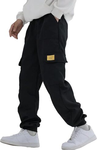 Verdusa Boy's Casual Cargo Pants Elastic Waist Workout Sweatpants Joggers in Saudi Arabia