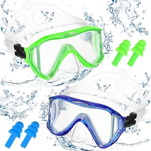 Weewooday 2 Pack Silicone Goggles with Nose Cover 3 Window Swim Diving Goggles with Earplug Swimming Snorkeling Diving Masks for Youth Adult in Saudi Arabia