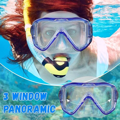 Weewooday 2 Pack Silicone Goggles with Nose Cover 3 Window Swim Diving Goggles with Earplug Swimming Snorkeling Diving Masks for Youth Adult in Saudi Arabia