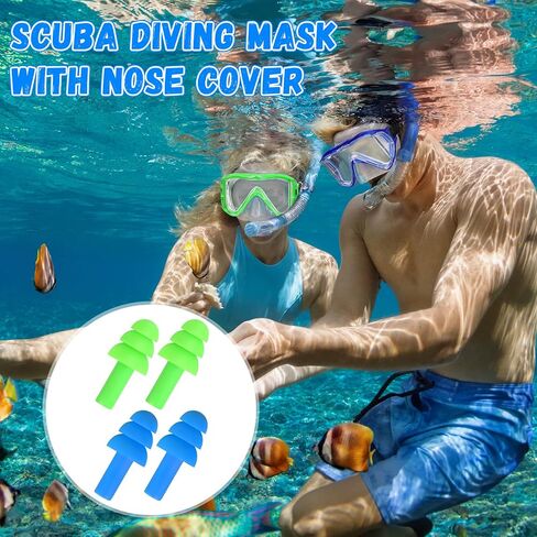 Weewooday 2 Pack Silicone Goggles with Nose Cover 3 Window Swim Diving Goggles with Earplug Swimming Snorkeling Diving Masks for Youth Adult in Saudi Arabia