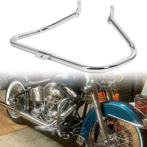 ECOTRIC Chrome Engine Guard Highway Crash Bar Compatible with 2000-2017 Harley Heritage Softail Fat Boy Springer FLST Replacement for HD49004-00 in Saudi Arabia
