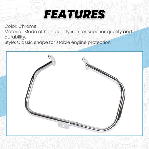 ECOTRIC Chrome Engine Guard Highway Crash Bar Compatible with 2000-2017 Harley Heritage Softail Fat Boy Springer FLST Replacement for HD49004-00 in Saudi Arabia