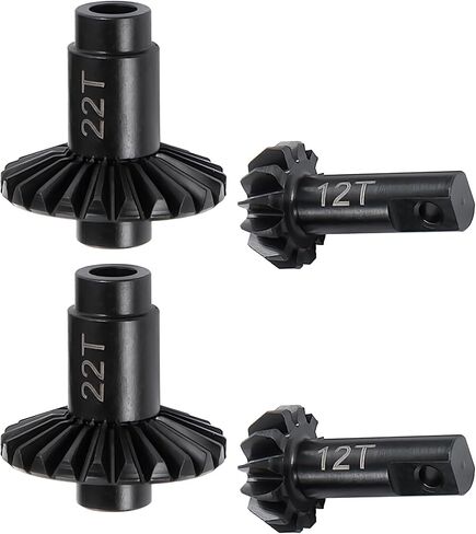 TRX4M Gear 4pcs 22/12T Steel Machined 1/18 RC Crawler Ring Gear Pinion Gear 22/12T Axle Differential Helical Gears for 1/18 RC Crawler TRX4M Upgrades Accessories in Saudi Arabia