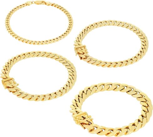 Nuragold 10K Yellow Gold Miami Cuban Link Chain Bracelet/Lengths 7" 7.5" 8" 8.5" 9" / Widths 3mm - 13mm / Italian Made Jewelry for Men and Women in Saudi Arabia
