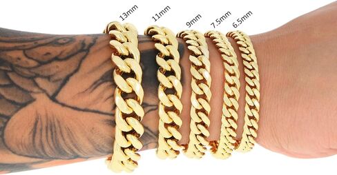 Nuragold 10K Yellow Gold Miami Cuban Link Chain Bracelet/Lengths 7" 7.5" 8" 8.5" 9" / Widths 3mm - 13mm / Italian Made Jewelry for Men and Women in Saudi Arabia