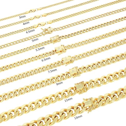 Nuragold 10K Yellow Gold Miami Cuban Link Chain Bracelet/Lengths 7" 7.5" 8" 8.5" 9" / Widths 3mm - 13mm / Italian Made Jewelry for Men and Women in Saudi Arabia