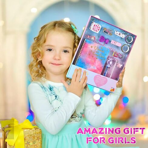 DIY Journal Kit for Girls -8 9 10 11 12 13 14 Year Old Girl's Creativity Gift - Girl's Writing Cool Birthday Gift - Cute Art& Crafts Kits for Tween Teenage Kids-Fun Scrapbook and Diary Set in Saudi Arabia